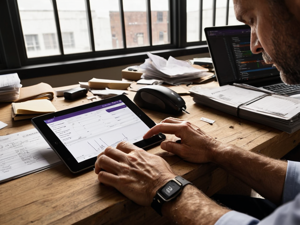 An image showing a person holding a tablet with a shipping rate comparison tool,